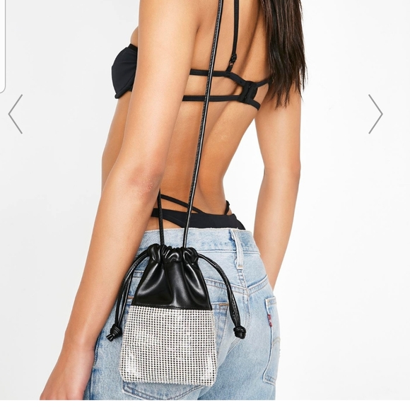 Dolls Kill Handbags - New dolls kill blinged rhinestone drawstring bag